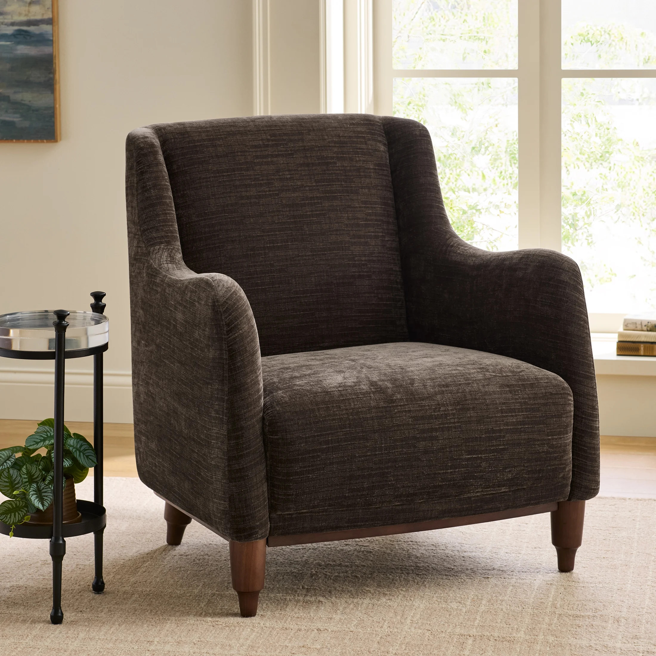 Better Homes & Gardens Ambrose Accent Chair, Coffee Velvet - Walmart.com | Walmart (US)