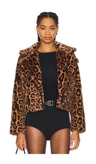The Downtown Moto Jacket in Brown Cheetah | Revolve Clothing (Global)