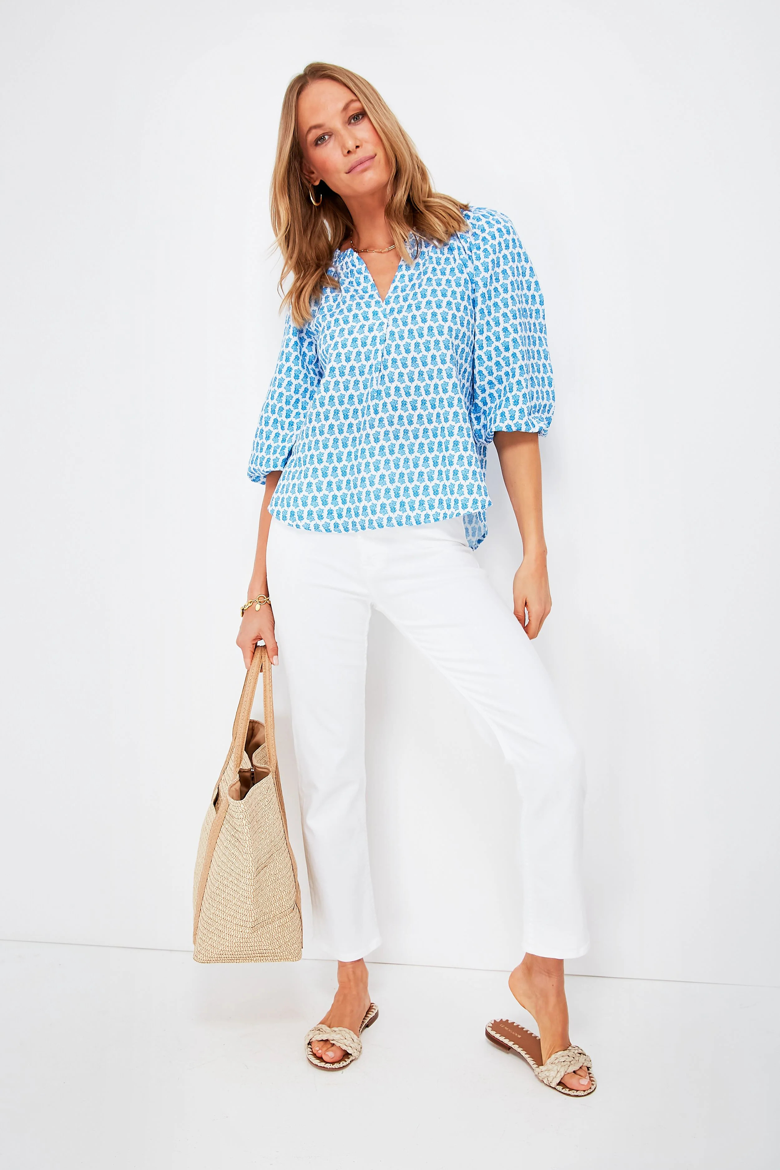 Island Ocean Breeze Seastitch Block Print Popover | Tuckernuck (US)