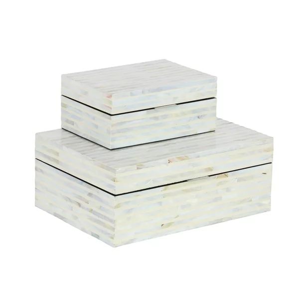 DecMode 8", 12"W Mother of Pearl Boxes, White Set of 2-Pieces | Walmart (US)