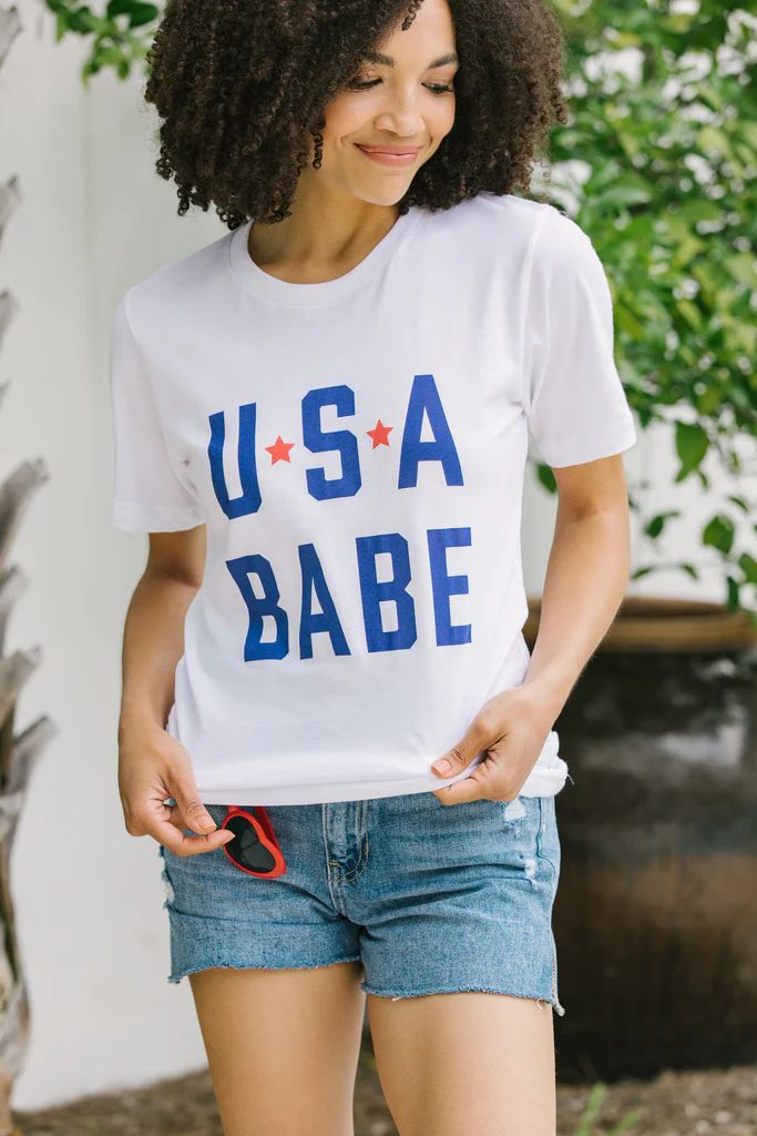 USA Babe White Graphic Tee | The Mint Julep Boutique