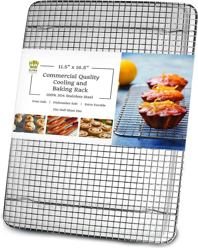Ultra Cuisine Cooling Rack for Baking and Cooking - 100% Stainless Steel Wire Cooling Rack, Food-... | Amazon (US)