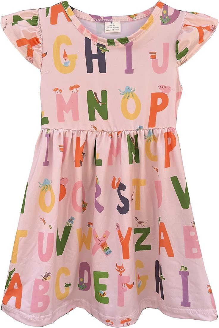 Toddler Little Girls Back to School Dresses -Apple, Pencils, Bookworm, School Bus，Glue,Tellurio... | Amazon (US)