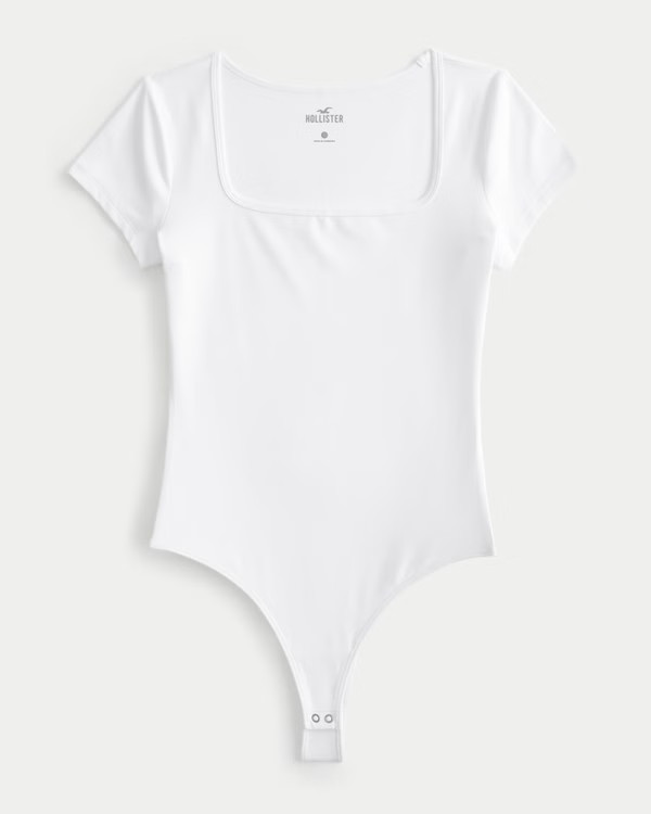 Soft Stretch Seamless Fabric Square-Neck Bodysuit | Hollister (US)