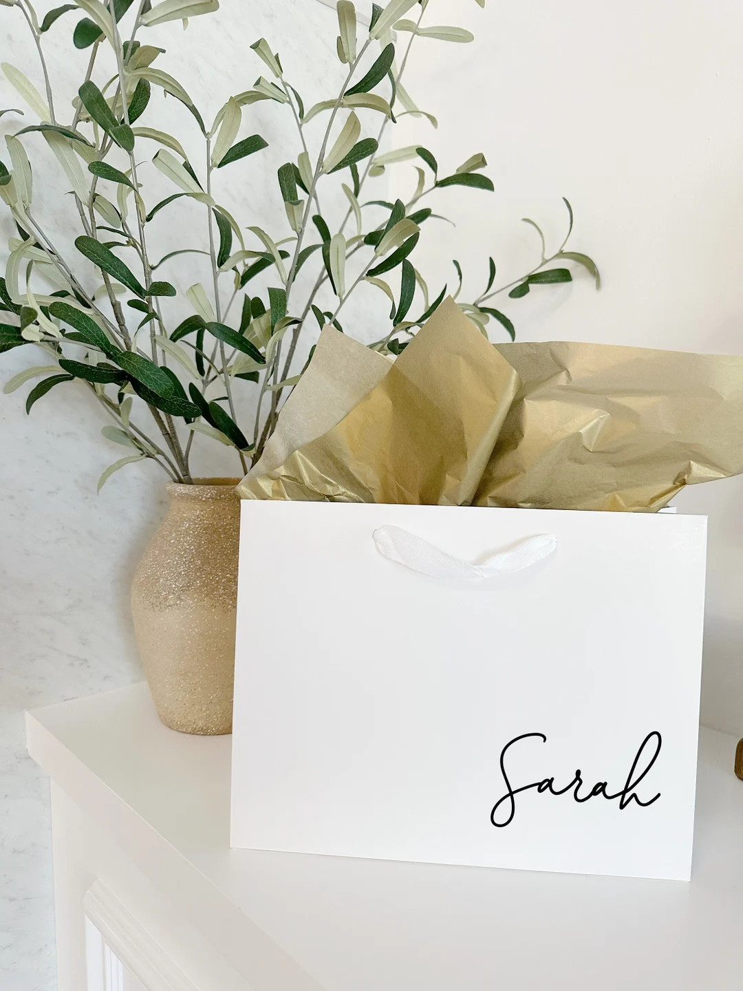 Personalized white gift bags- bridesmaid gift bags- personalized gift bags- rose gold gift bags- ... | Etsy (US)