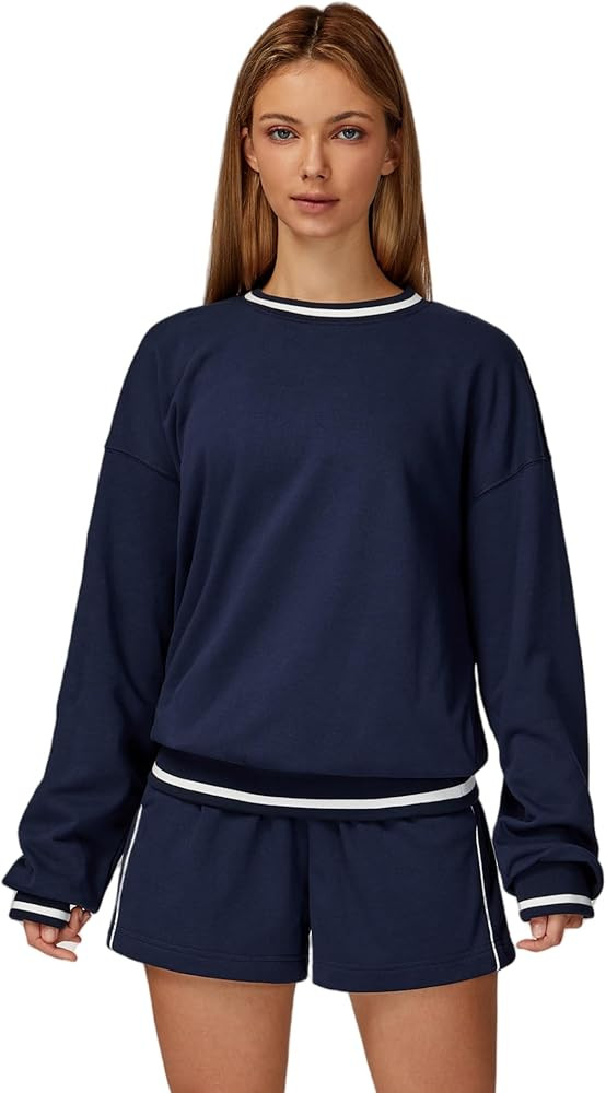 ABOCIW Womens Sweatsuits 2 Piece Outfits Crewneck Sweatshirts Sweat Shorts Tracksuits Lounge Matc... | Amazon (US)