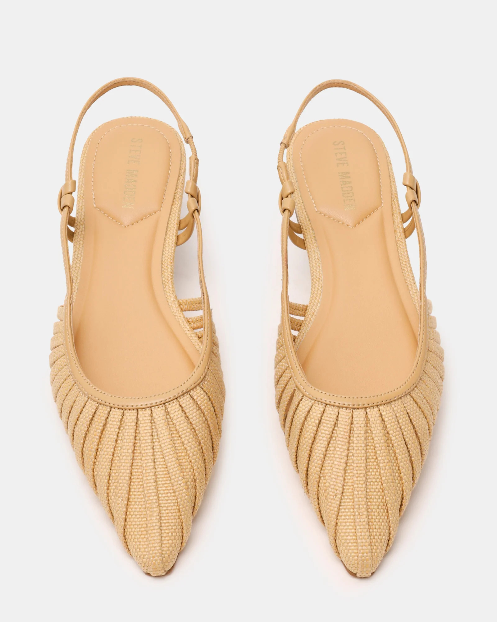 ALANDRIA Natural Raffia Woven Pointed-Toe Women's Flat | Steve Madden (US)