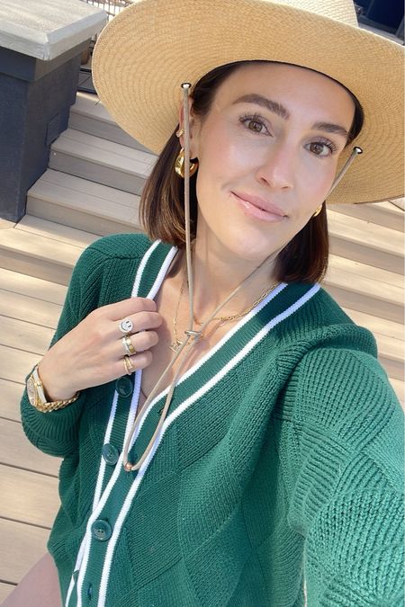 FASHION \ new spring green cardio sweater! Wearing a small.

Mom outfit 
Loungewear 
Straw hat 

#LTKSeasonal #LTKStyleTip