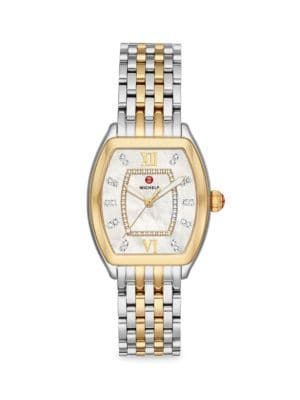 Relevé 31MM 18K Goldplated Stainless Steel, 0.19 TCW Diamond & Mother-Of-Pearl Dial Bracelet Wat... | Saks Fifth Avenue OFF 5TH