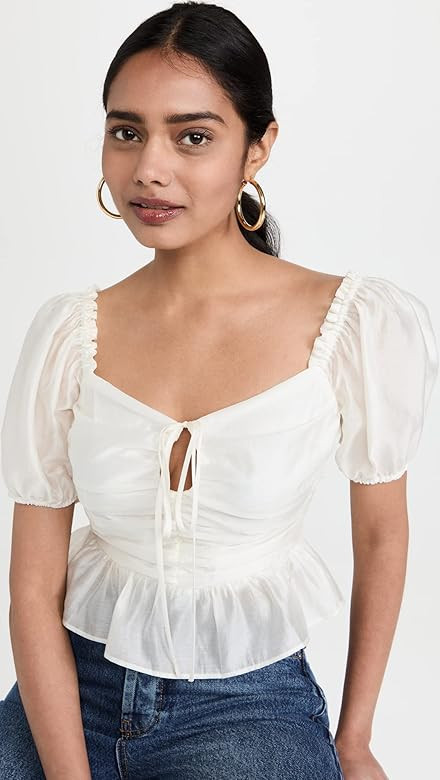 WAYF Women's Keyhole Ruched Peplum Top | Amazon (US)