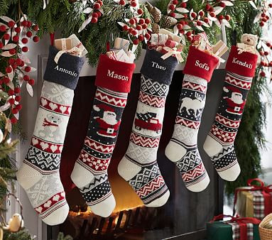 Natural Fair Isle Christmas Stocking Collection | Pottery Barn Kids