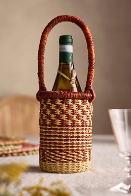 Woven Vetiver Grass Wine Bottle Holder | Terrain