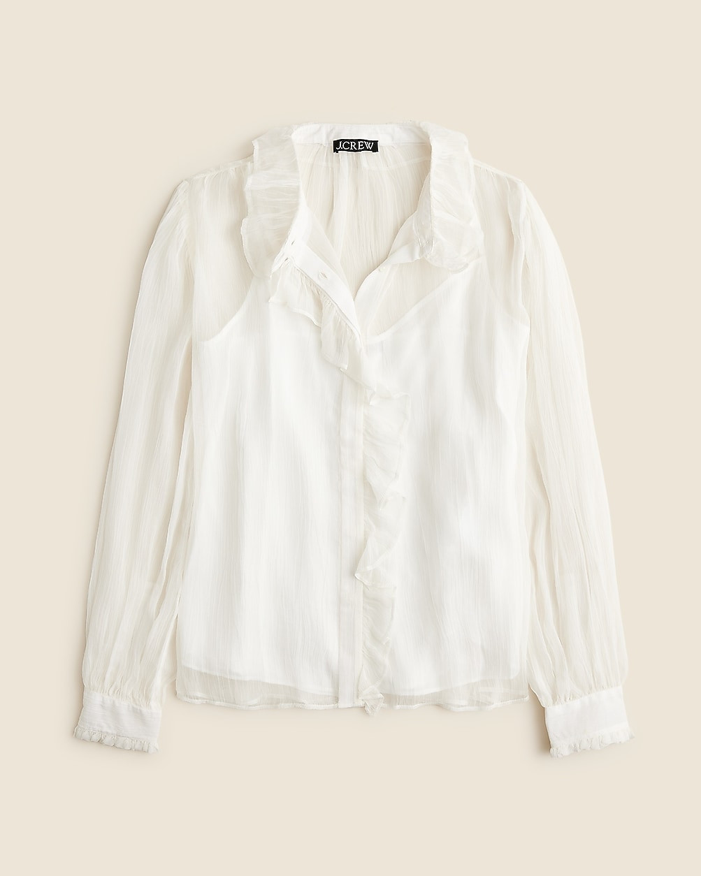 Ruffle button-up shirt in crinkle chiffon | J. Crew US