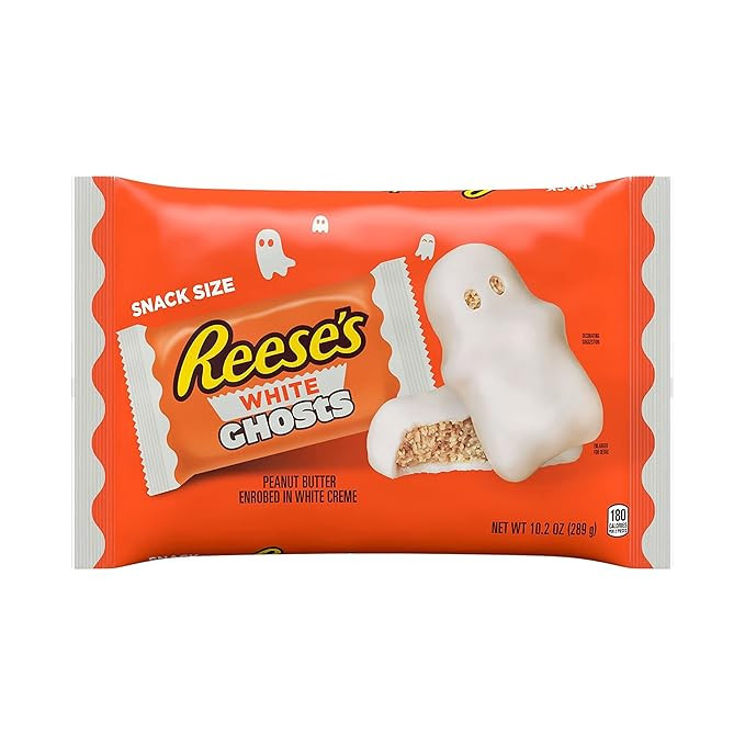 REESE'S White Creme Peanut Butter Snack Size Ghosts Candy, Halloween, 10.2 oz, Bag | Amazon (US)