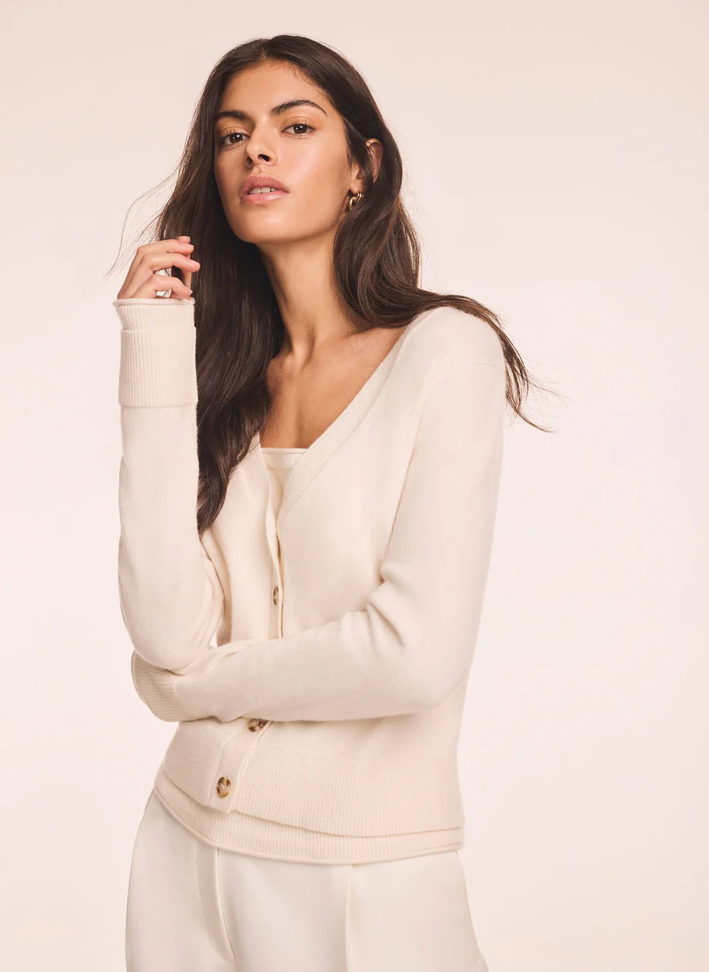 Cream Wool Blend Layered Cardigan | Mint Velvet