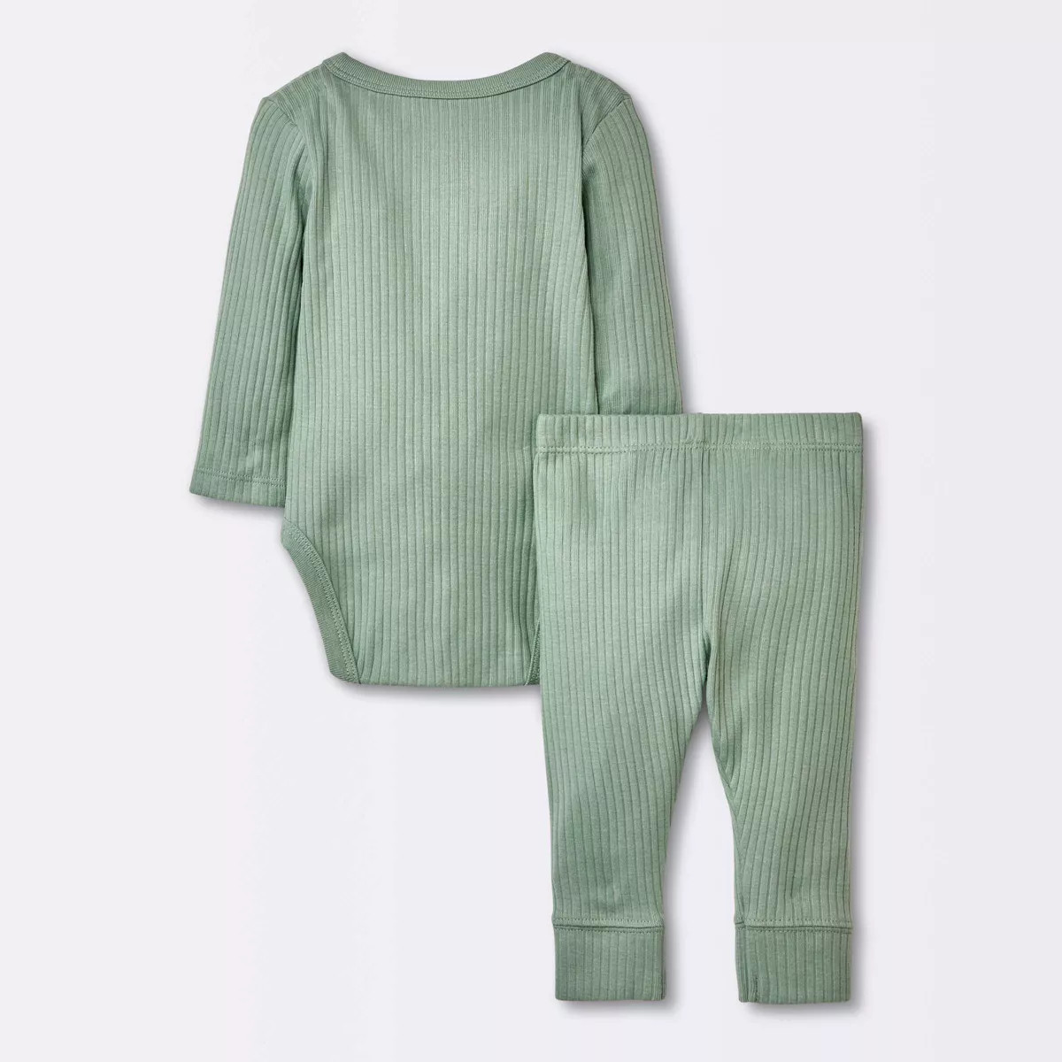 Baby Basic Wide Rib Side Snap Bodysuit & Pants Set - Cloud Island™ Green | Target