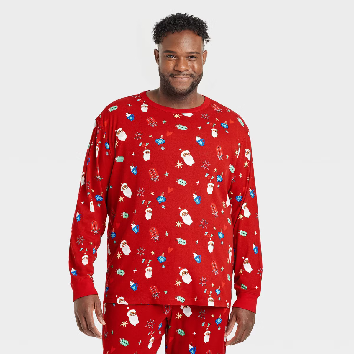 Men's Santa Print Cotton Ribbed Holiday Matching Family Pajama Shirt - Wondershop™ Red | Target