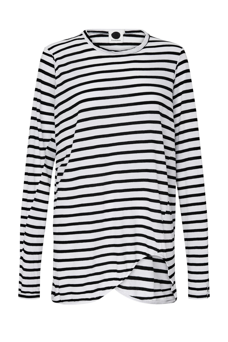 Stripe Scoop Hem Long Sleeve T-Shirt | Bassike
