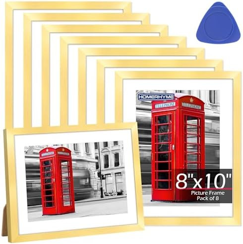 HOMERHYME 8x10 Picture Frame Set of 8, Gold Photo Frames for Tabletop or Wall Display, Fits Pictu... | Amazon (CA)