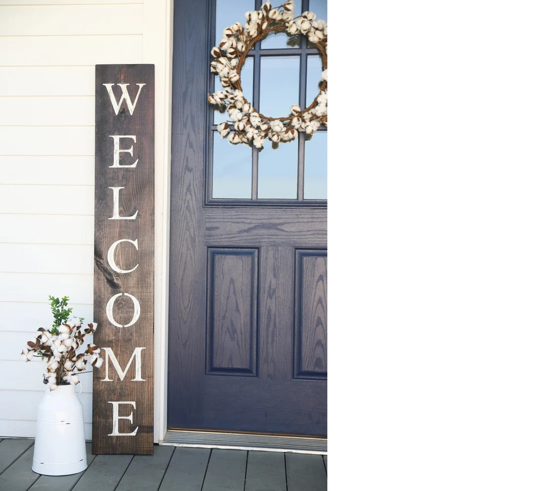 WELCOME SIGN, Welcome Sign for Front Door, Rustic Welcome Sign, Outdoor Welcome Sign, Vertical We... | Etsy (US)