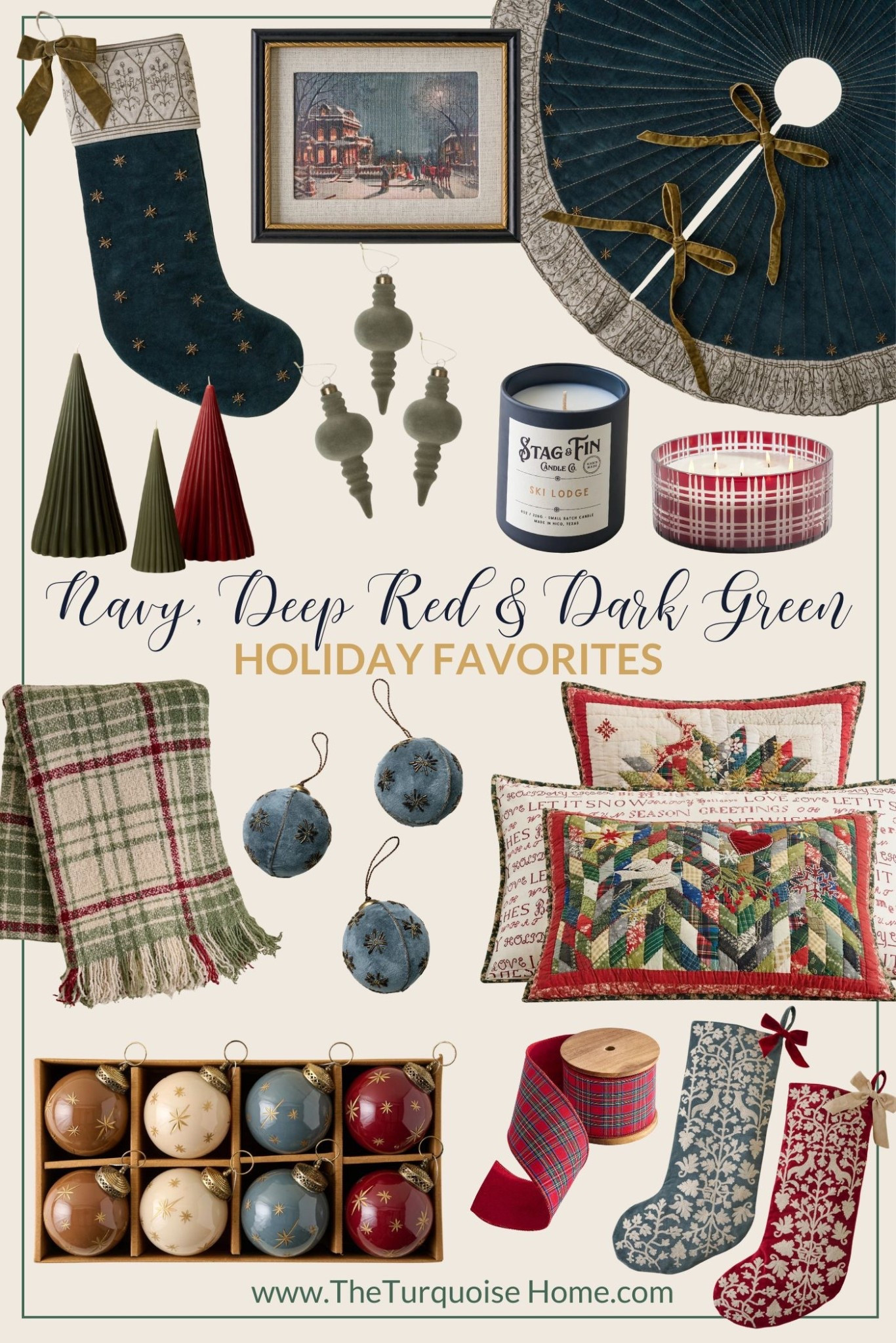Navy, deep red and dark green are all popular Christmas decor colors! 

#LTKHome #LTKSeasonal