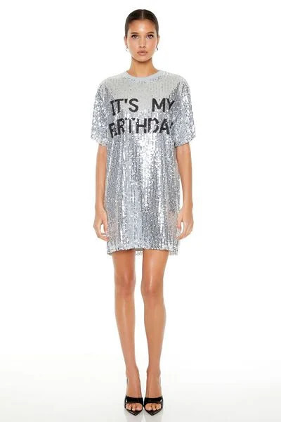 Sequin Its My Birthday T-Shirt Dress | Forever 21