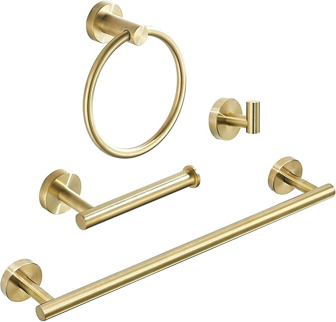WEIKO Gold Bathroom Hardware, Bathroom Accessories Set Includes Toilet Paper Holder 24 Inch Towel... | Amazon (US)