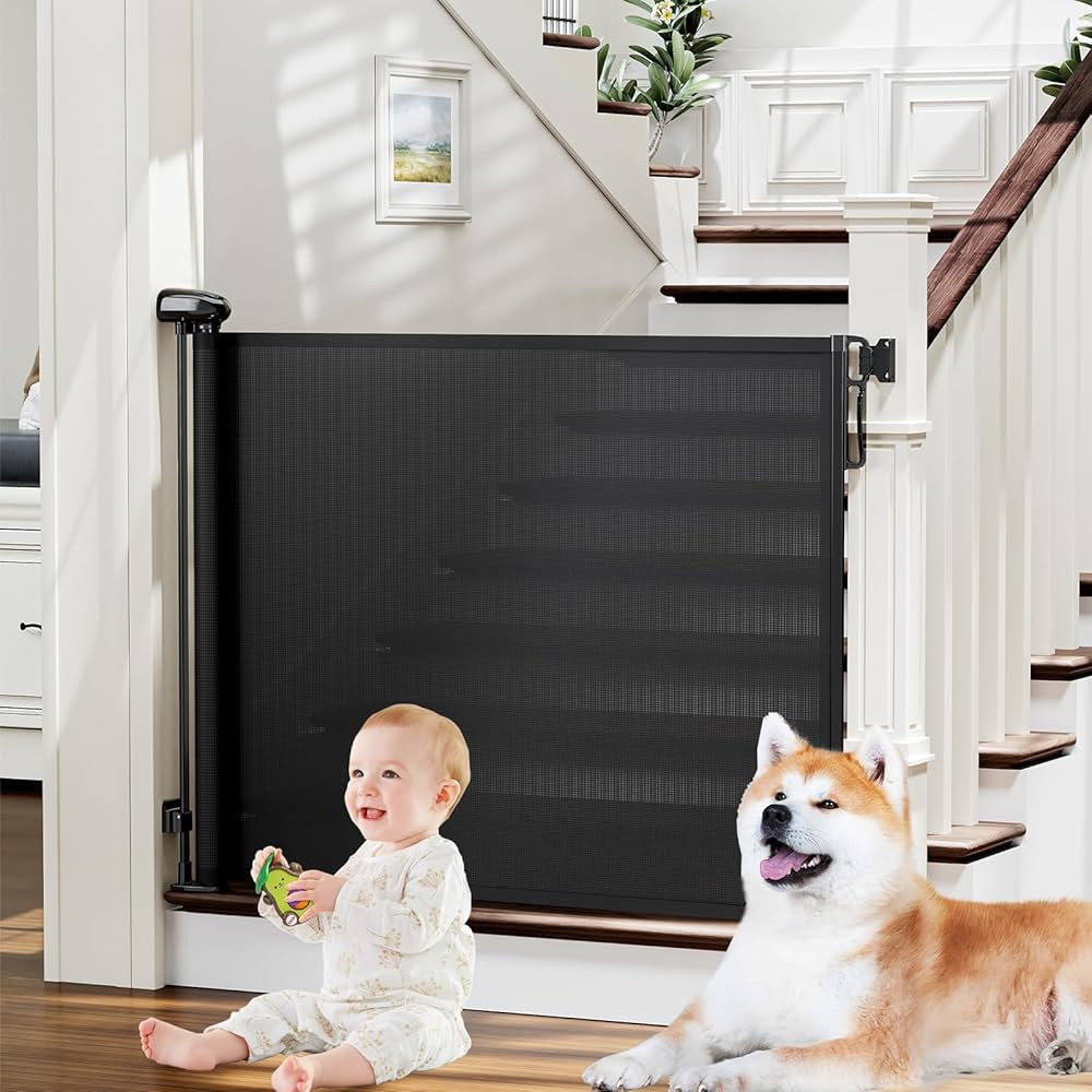 Retractable Baby Gates for Stairs, PRObebi Retractable Dog Gate Indoor Extends to 54" Wide 34" Ta... | Amazon (US)