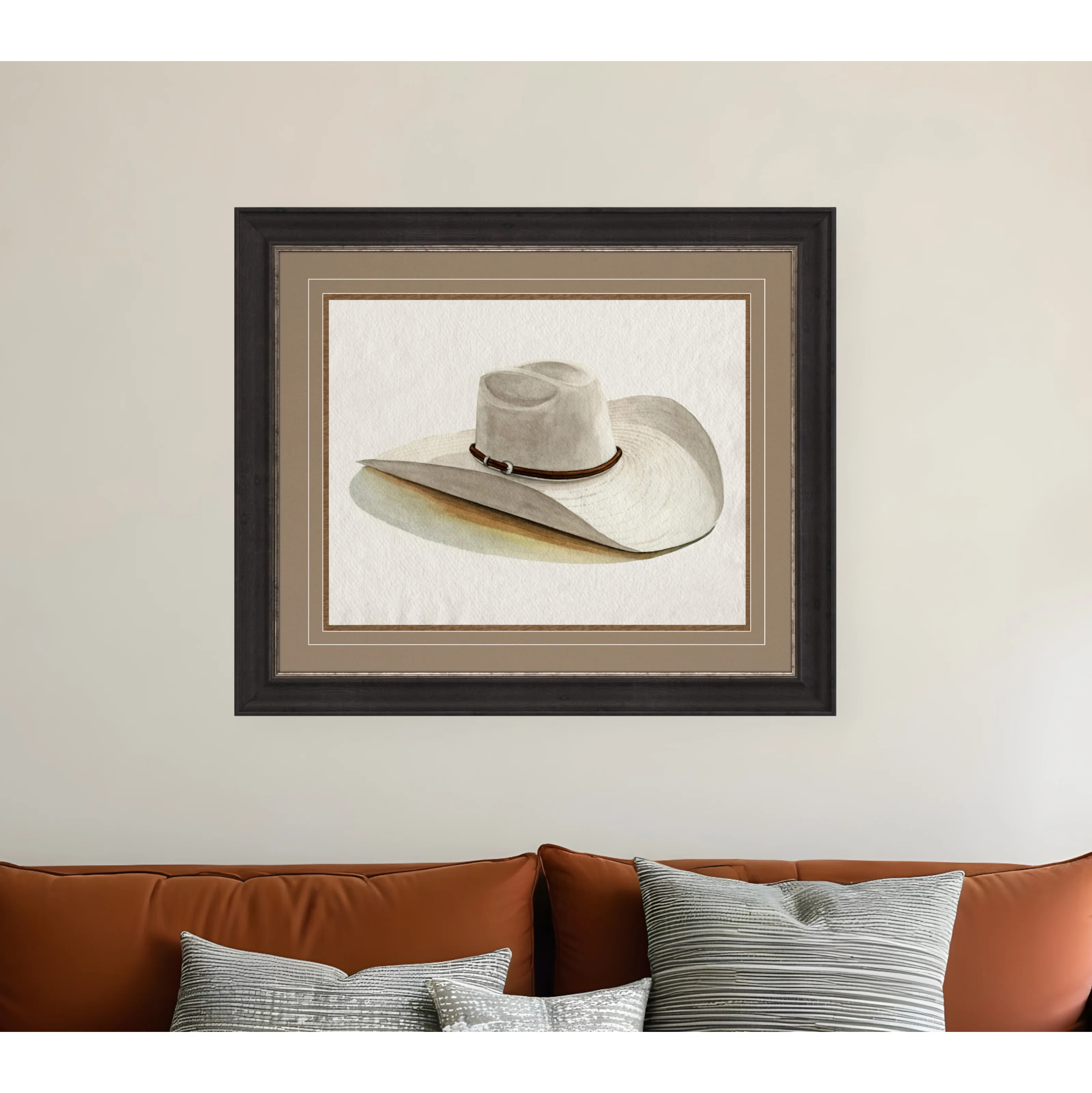 HomeRoots " Cowboy Hat II Brown Framed Print Wall Art " | Wayfair North America
