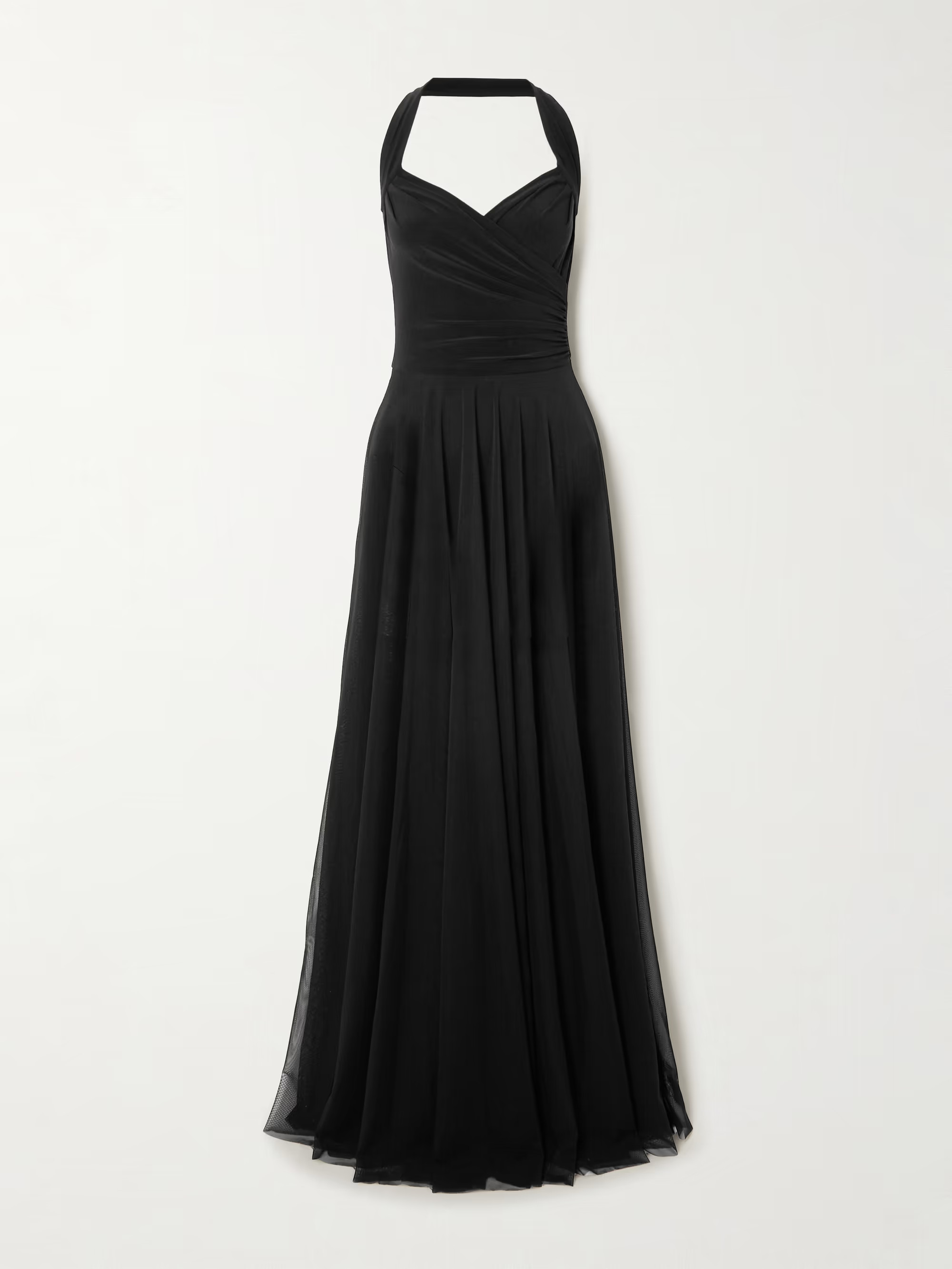 Cayla pleated stretch-jersey and mesh halterneck maxi dress | NET-A-PORTER (UK & EU)