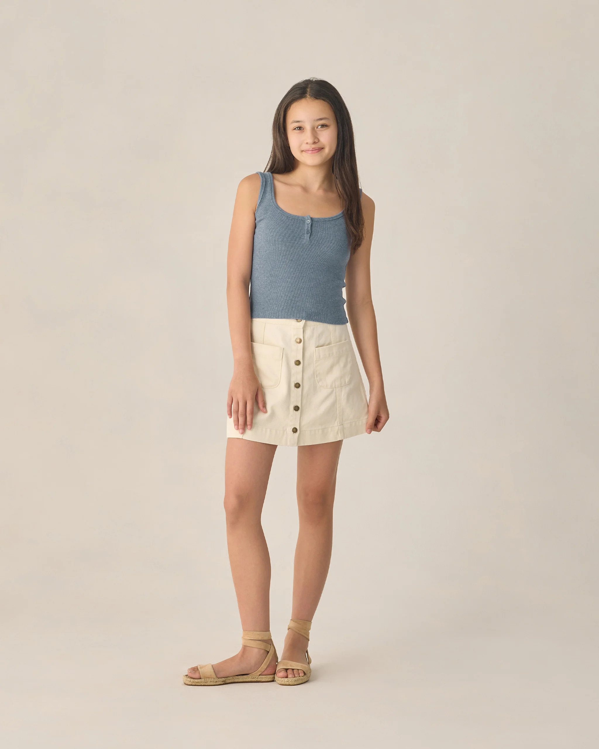 Teen Ribbed Tank Heathered Marine | Rylee + Cru