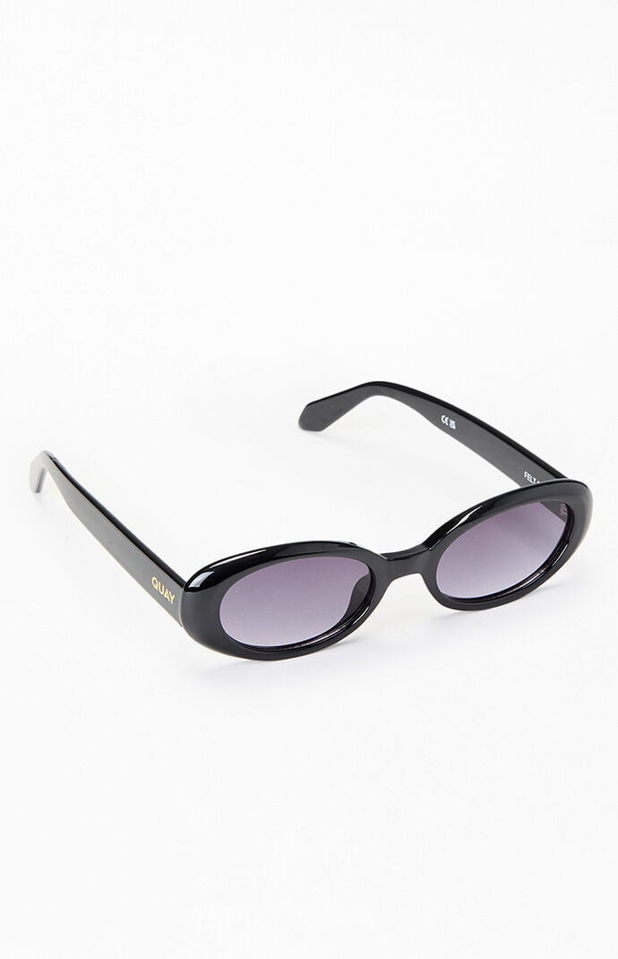 Quay Felt Cute Oval Sunglasses in Black | PacSun