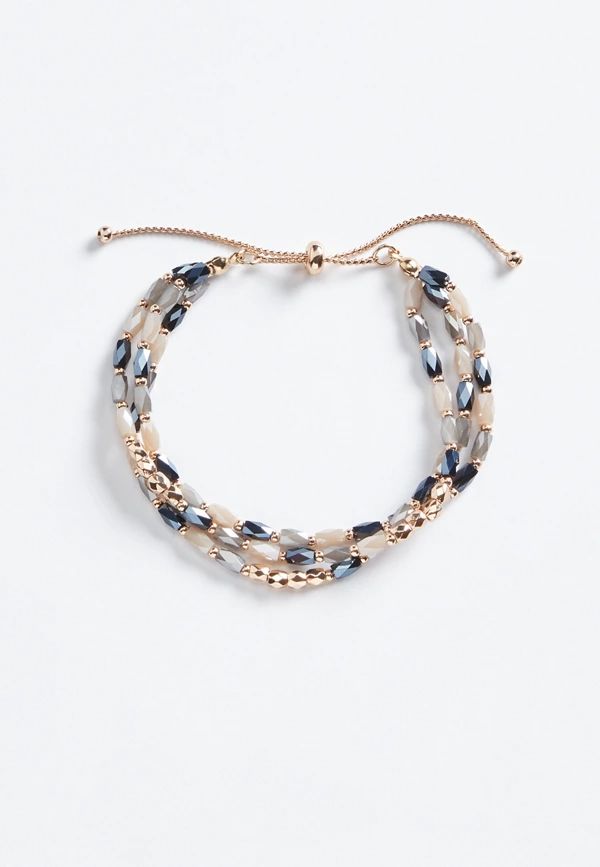 Gray And Gold Beaded Pull Knot Bracelet | Maurices