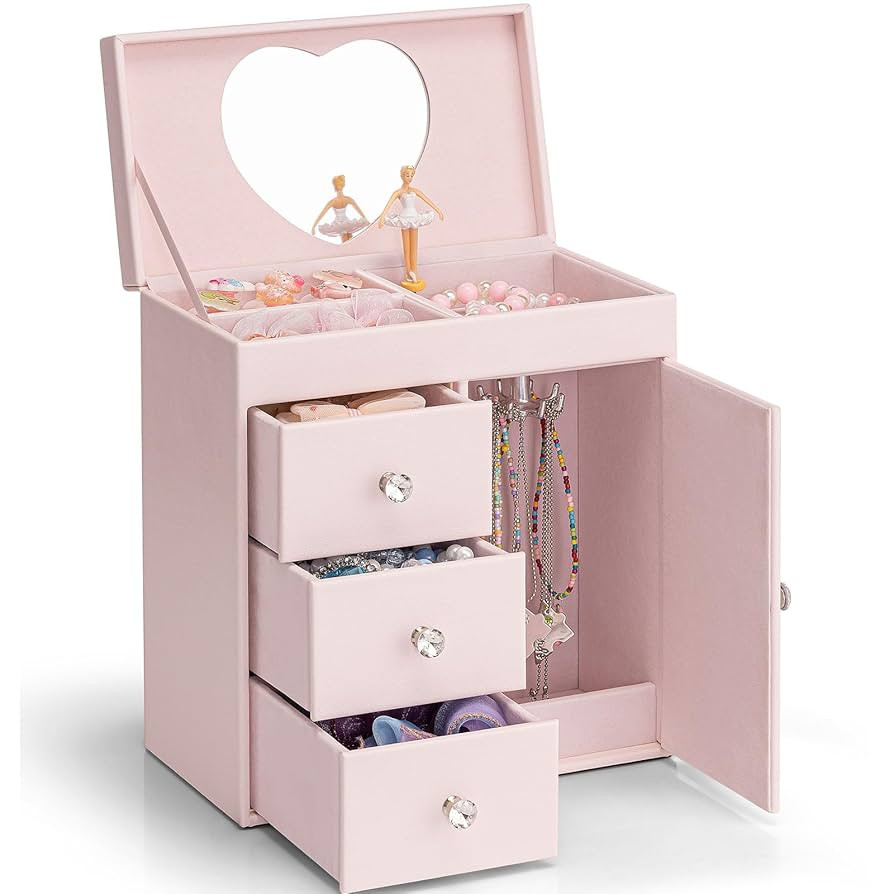 Vlando Musical Jewelry Box for Girls, Large Kid Music Box with Ballerina for Birthday Bedroom Dec... | Amazon (US)