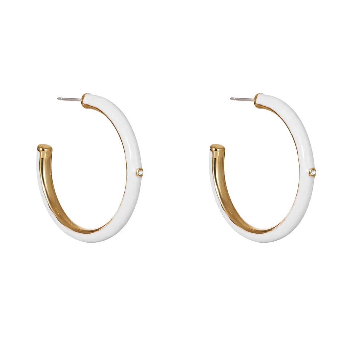 White Carly Hoops | Nickel and Suede