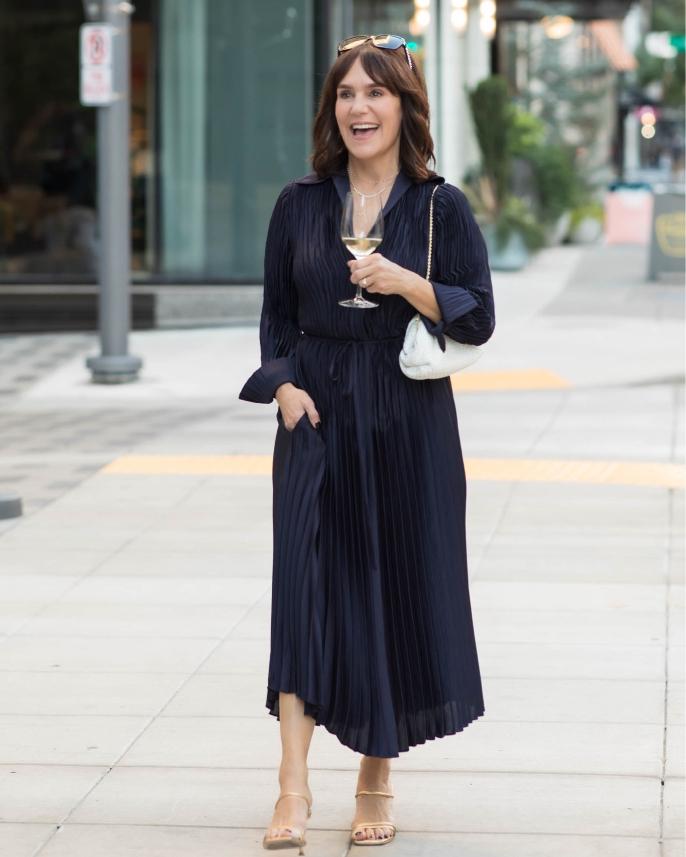 strapless open back dress Pleated Twist-Front Midi Dress