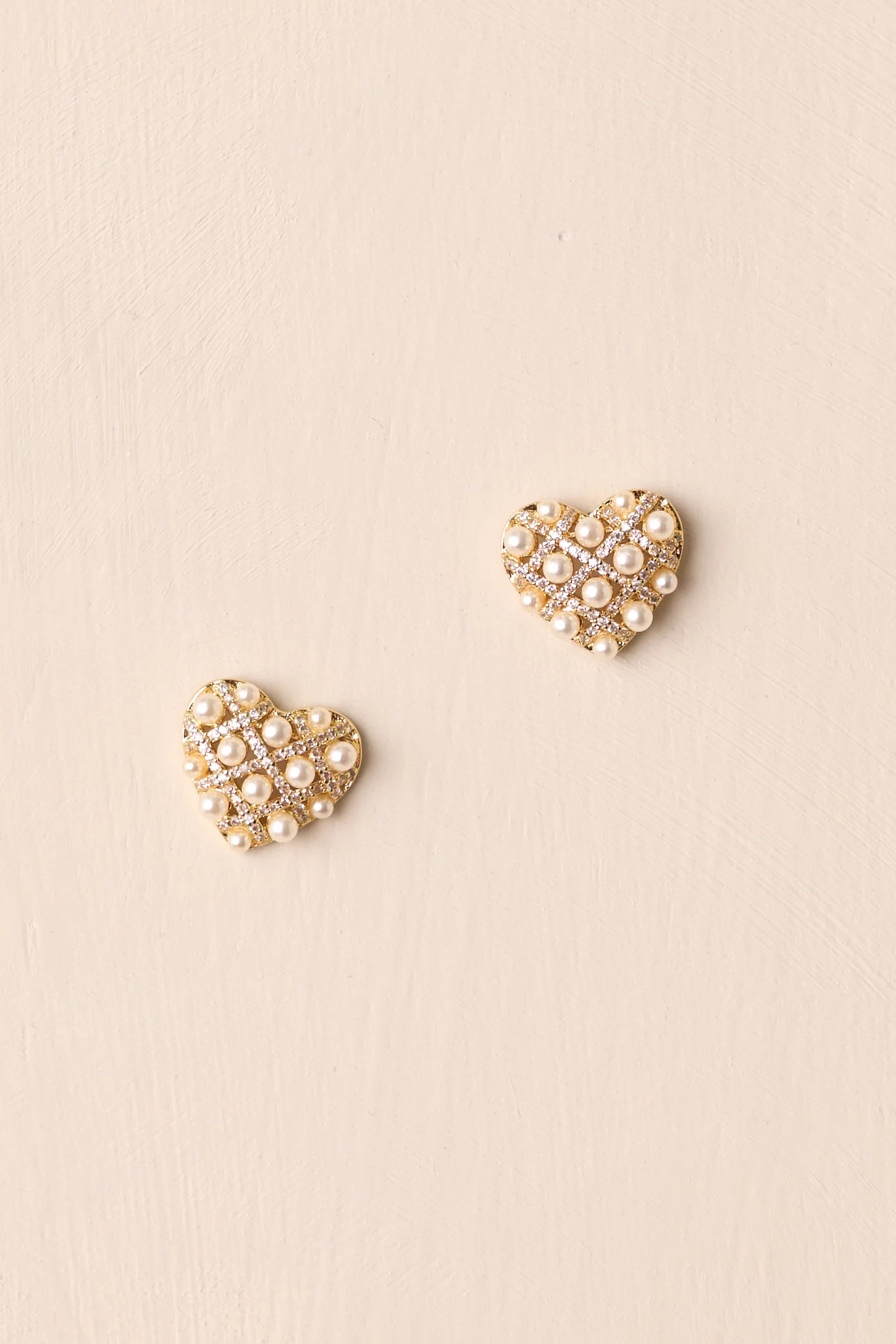 Letting It Go Gold & Ivory Heart Earrings | Red Dress