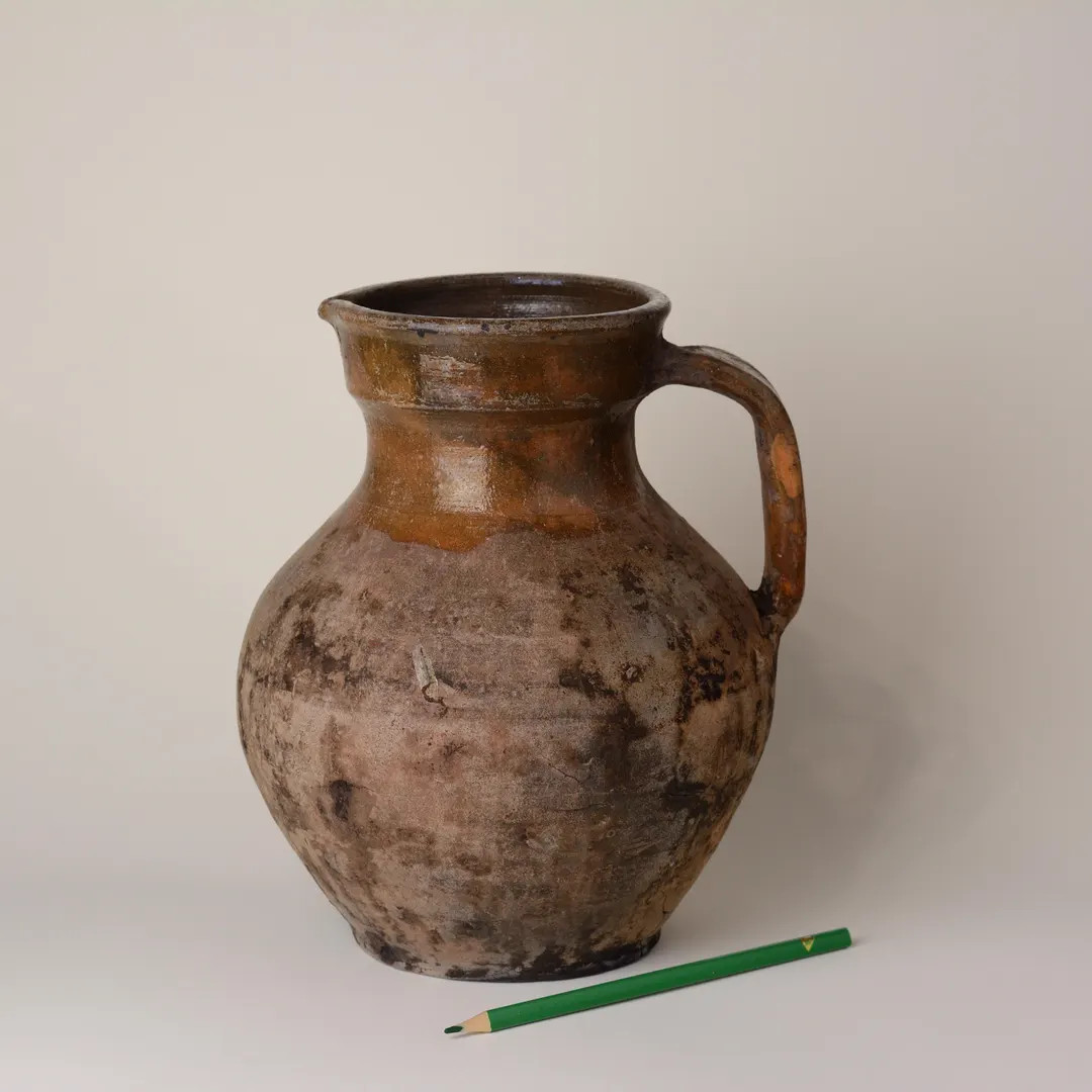 847 Antique Ukrainian Clay Jug | Early 20th Century Rustic Earthenware | Primitive Farmhouse Deco... | Etsy (US)