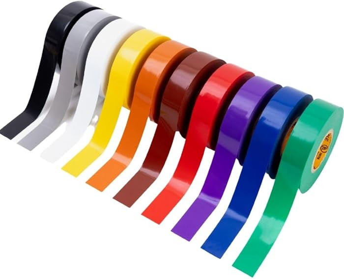 GTSE Mixed Colors Electrical Tape, 10-Pack – Waterproof, Industrial Grade Vinyl, 3/4 in x 66ft... | Amazon (US)