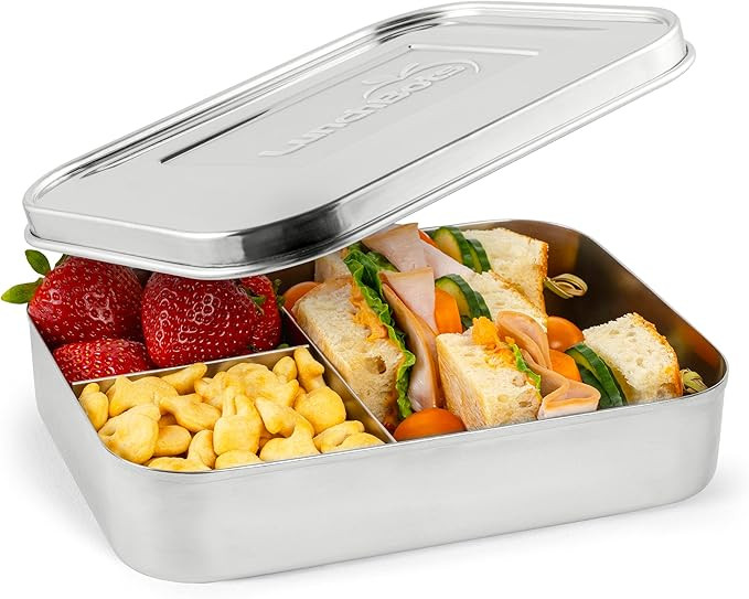 LunchBots Large Trio Stainless Steel Lunch Container -Three Section Design for Sandwich and Two S... | Amazon (US)