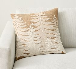 Frosted Tree Embroidered Pillow | Pottery Barn (US)
