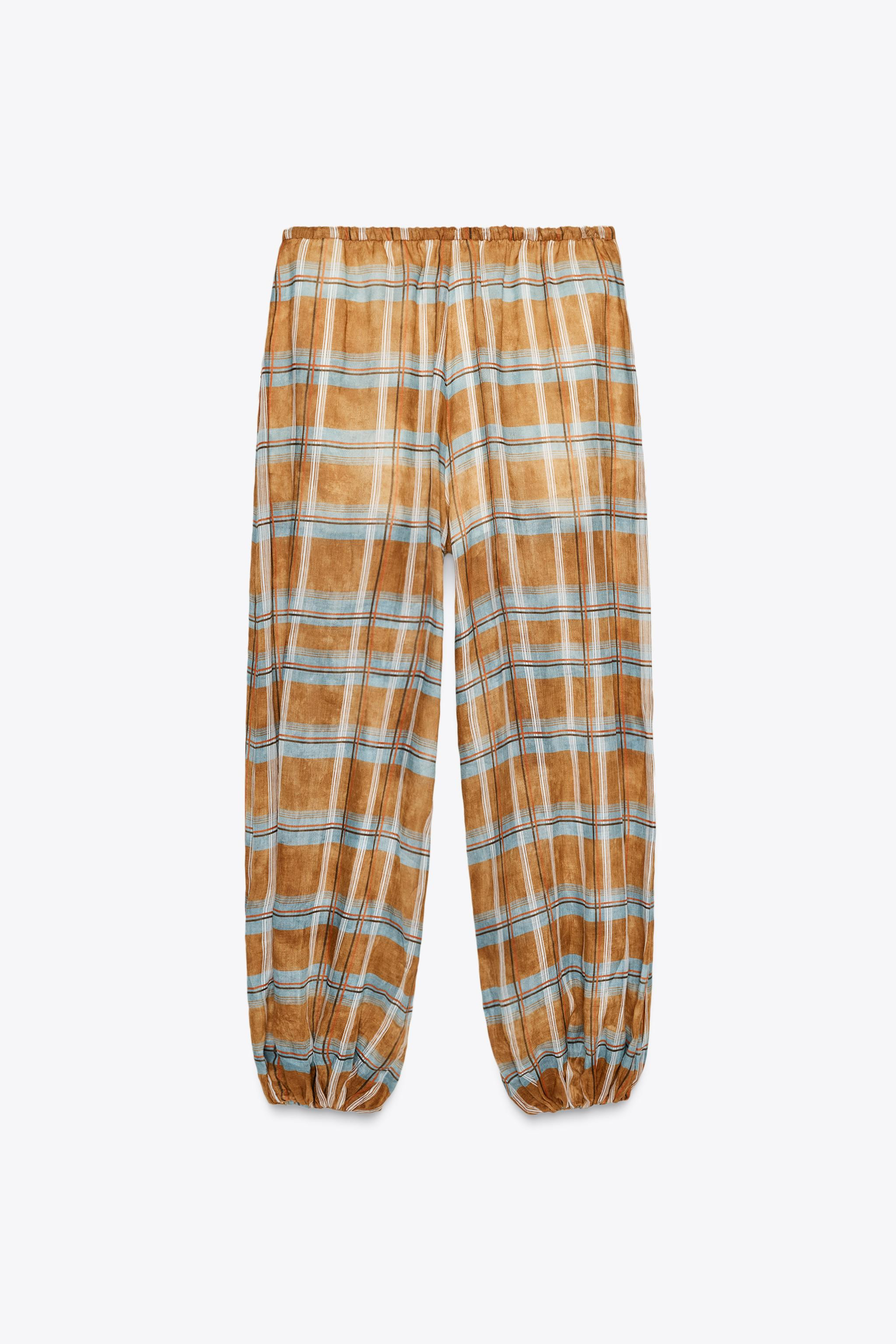 ZW COLLECTION RAMIE CHECK BALLOON PANTS | Zara US