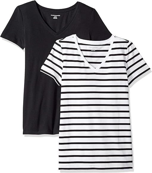 Amazon Essentials Women's 2-Pack Classic-Fit Short-Sleeve V-Neck T-Shirt | Amazon (US)