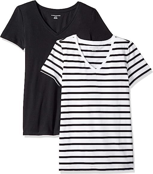 Amazon Essentials Women's 2-Pack Classic-Fit Short-Sleeve V-Neck T-Shirt | Amazon (US)