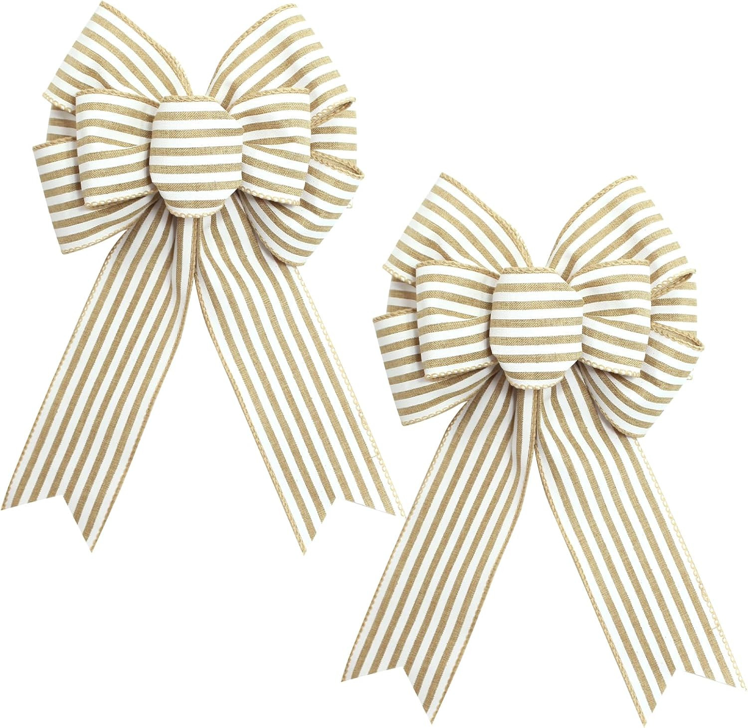2pcs Natural Stripe Wreath Bows, Farmhouse Burlap Bow for Wreath Rustic Crafts Decorative Hanging... | Amazon (US)