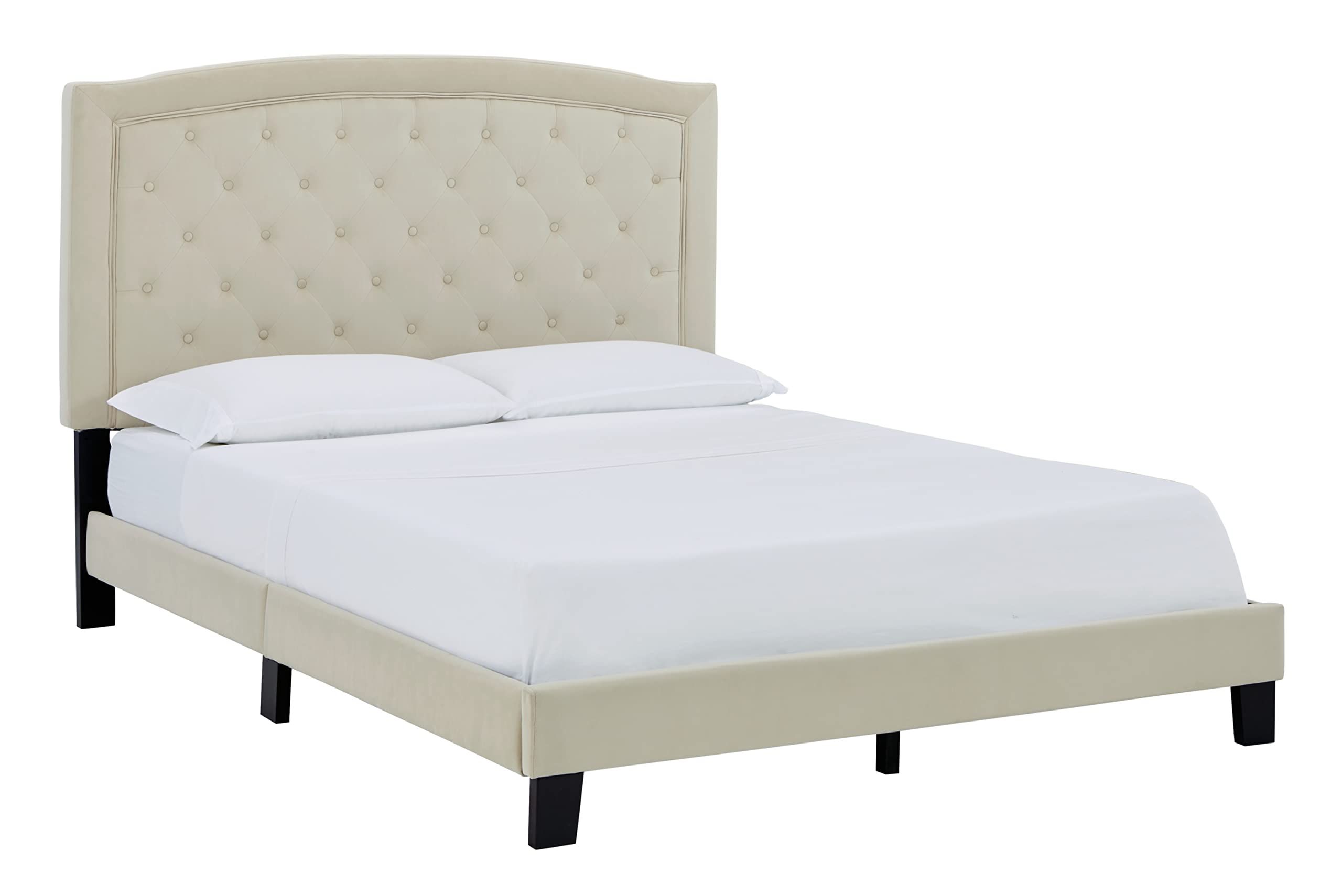 Signature Design by Ashley Adelloni Button Tufted Upholstered Bed Frame, King, Cream | Amazon (US)