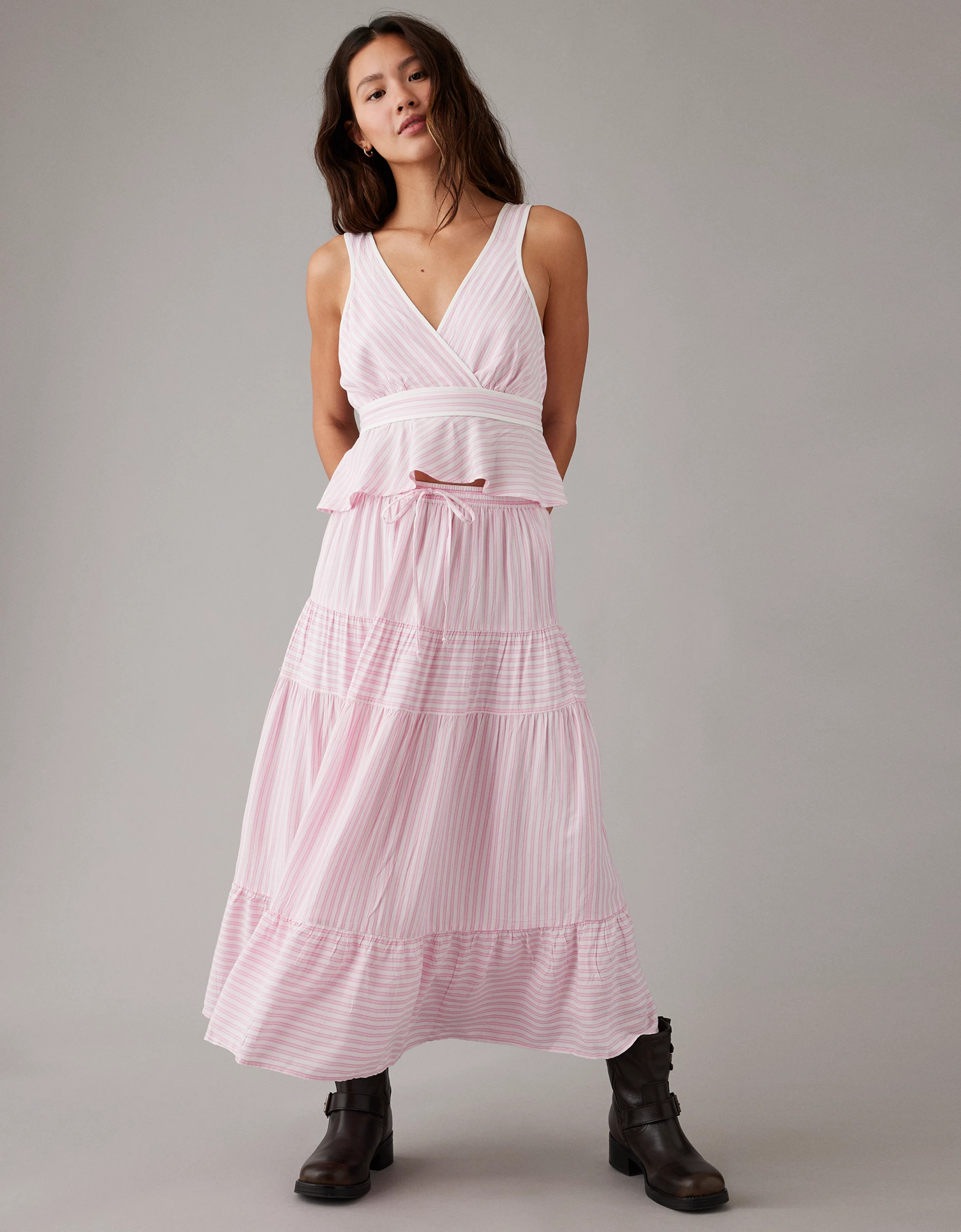 AE High-Waisted Multi Striped Maxi Skirt | American Eagle Outfitters (US & CA)