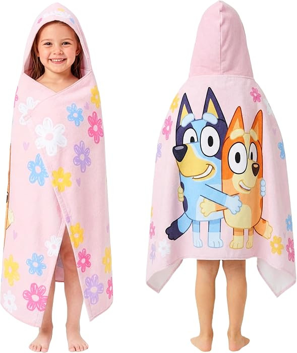 Get Trend Bluey Bath Towels with Hood for Girls, Soft Absorbent Cotton Beach Towel, Swimming Pool... | Amazon (US)