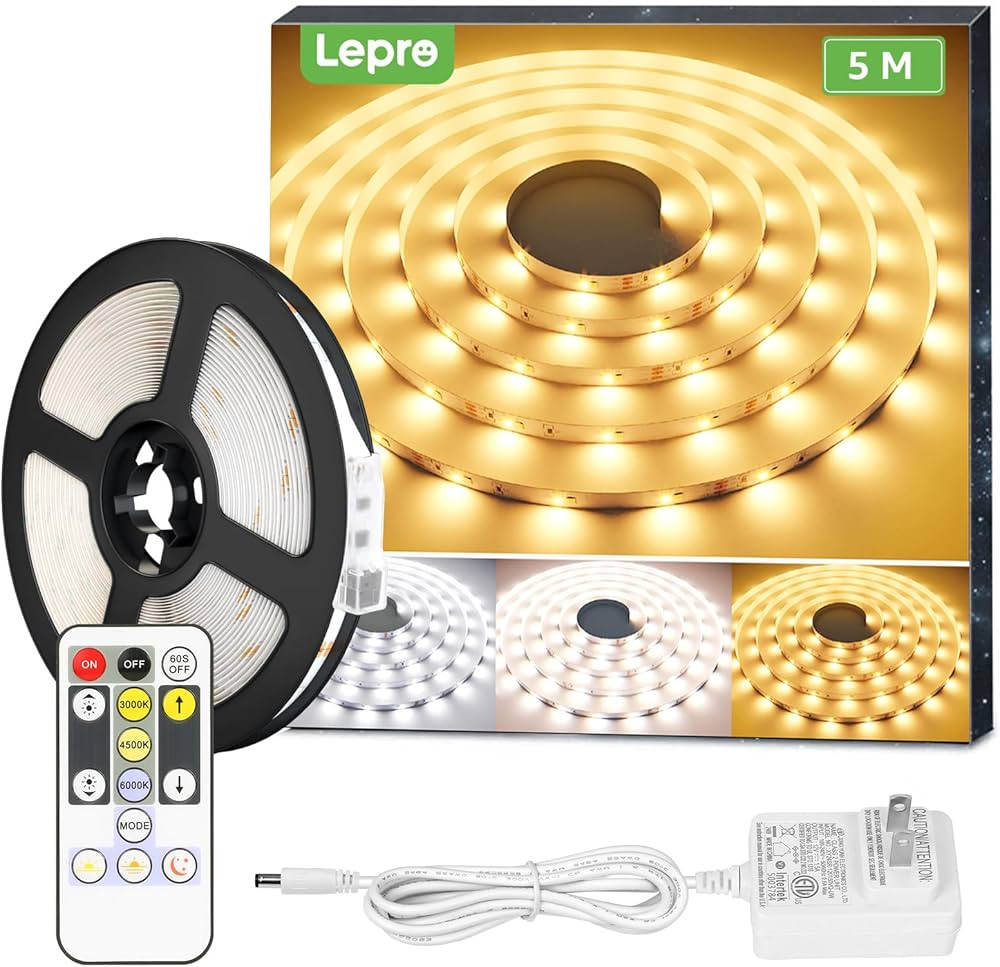 Lepro LED Strip Light, 3000K-6000K Tunable White, 16.4ft Dimmable Bright LED Tape Lights, 300 LED... | Amazon (US)