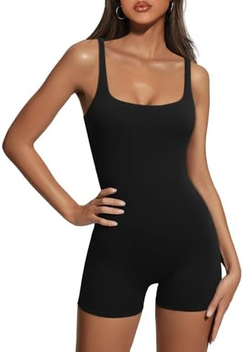 AUTOMET Womens Flattering Shaping Slimming Jumpsuit Supportive Stretchy Soft Romper for Workout V... | Amazon (US)